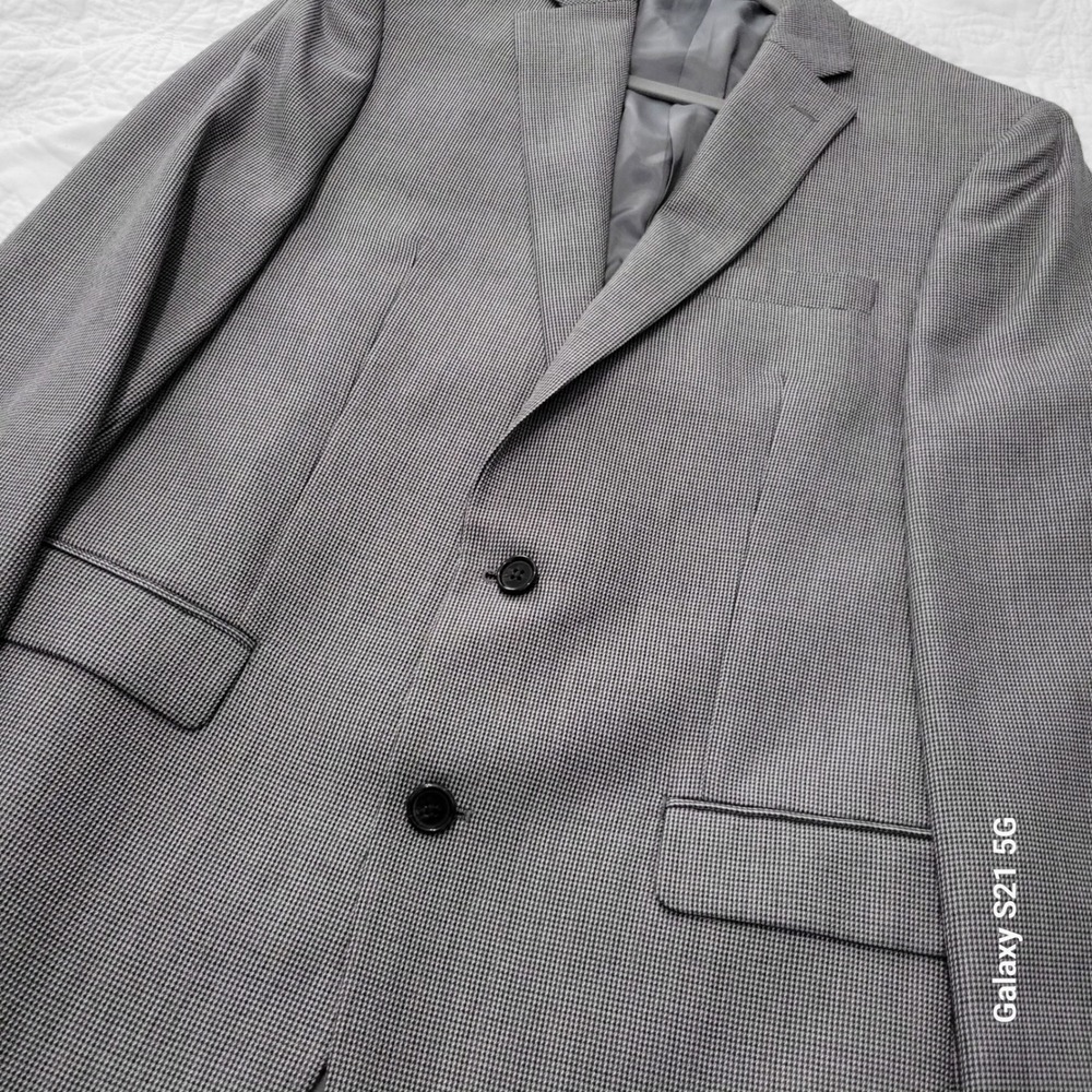 Lauren Ralph Lauren Mens Grey Micro Check Two Button Blazer Jacket 38L
